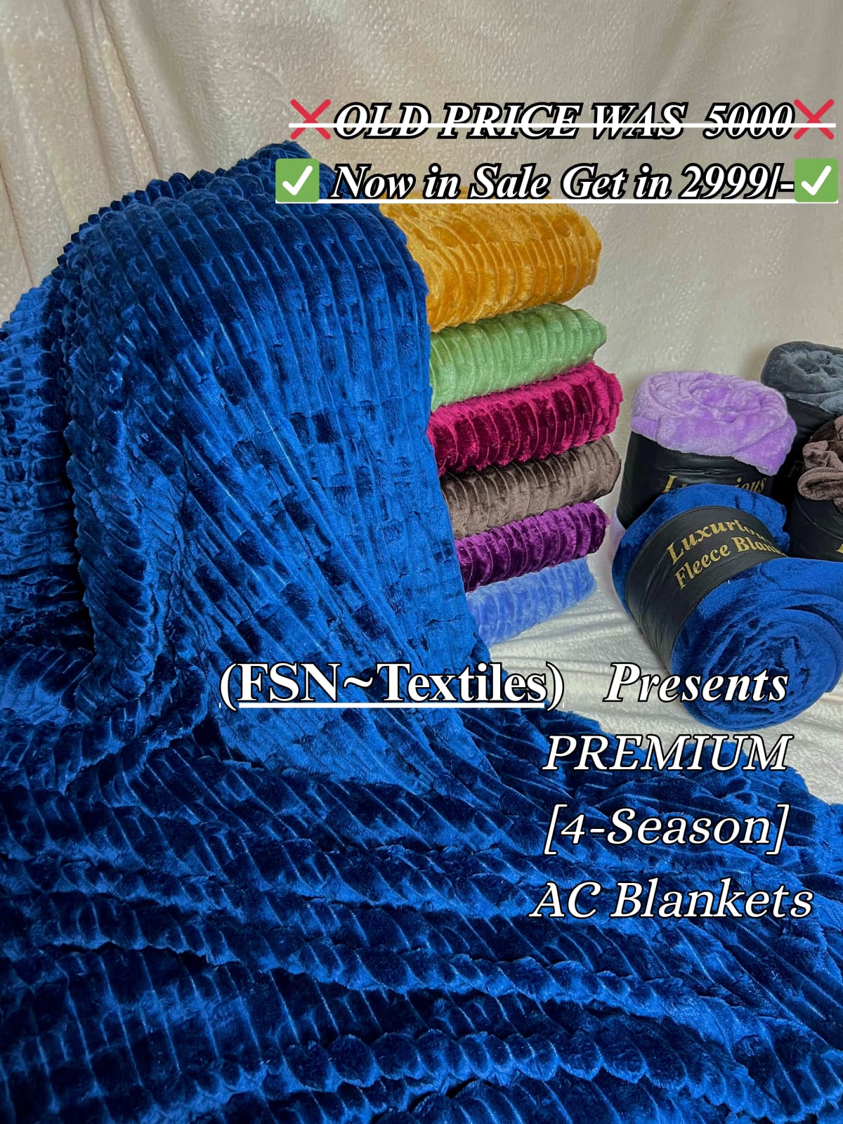 Luxurious Grey Embossed Blanket | Coral AC Fleece | 4 Season