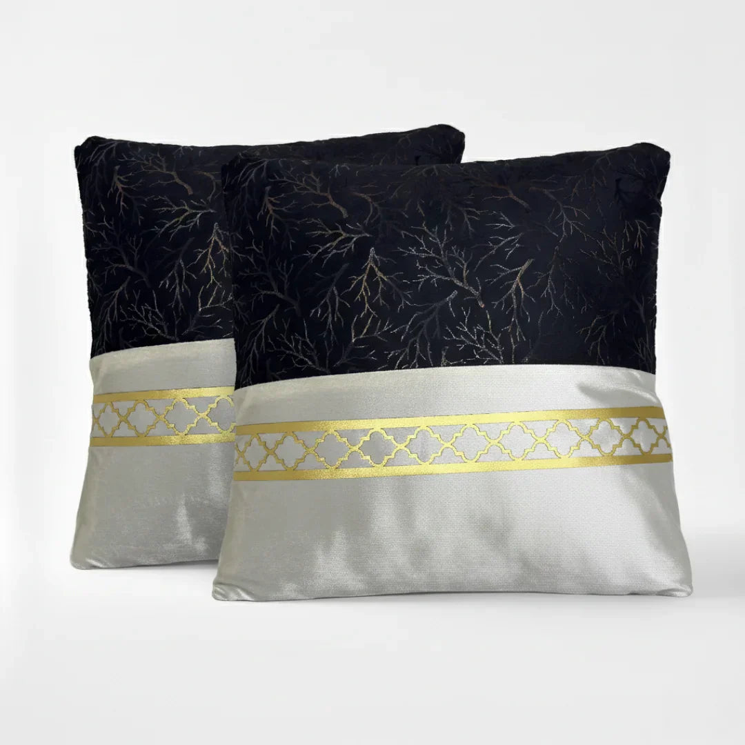 Dual-Tone Marble Velvet Cushion – Elegant Finish & Hidden Zip (Pack of 2)