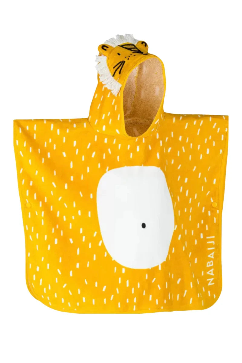 Lion Kids Yellow Hoodie Towel | Printed Poncho Bath Towel