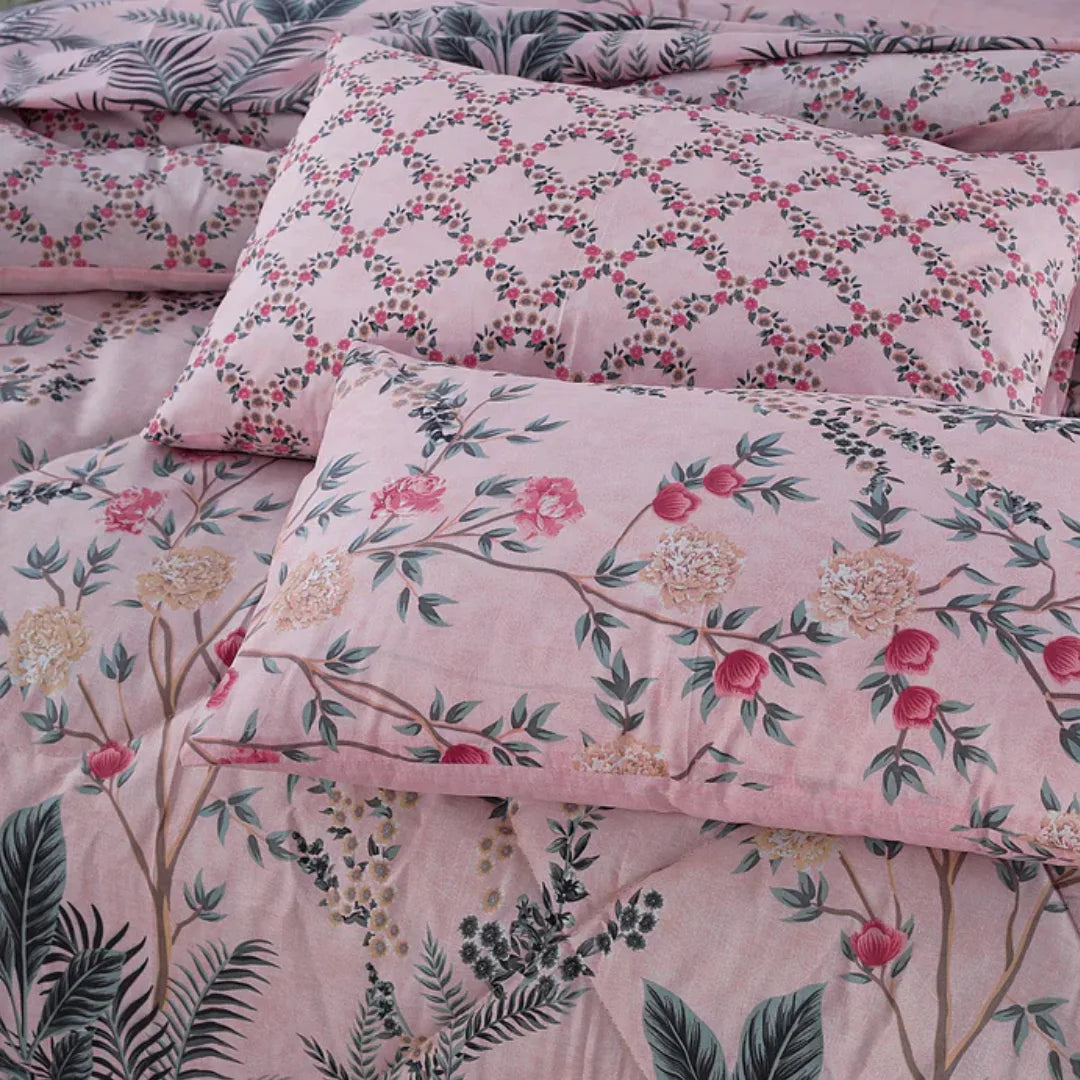 Pink Cotton Comforter Set – 7 Pieces