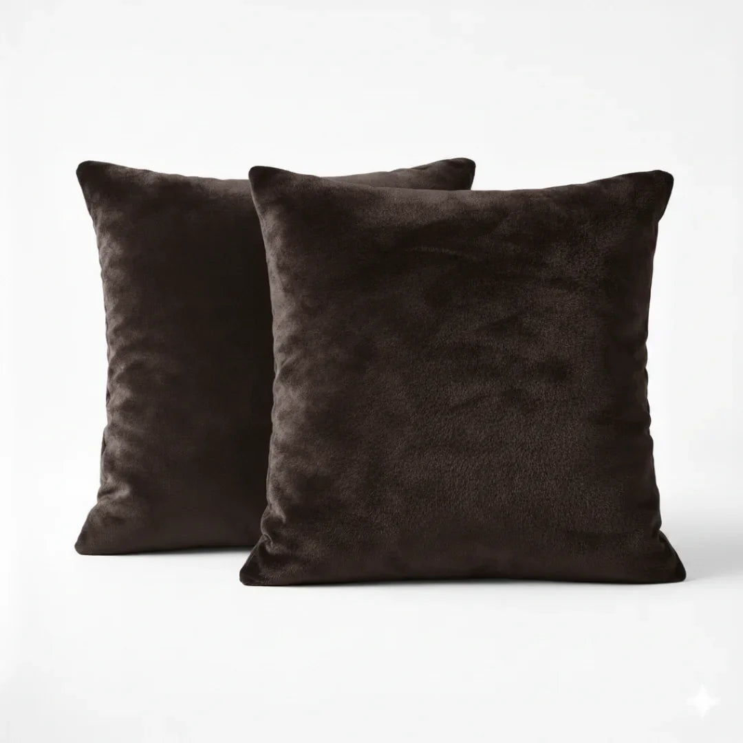 Plain Fleece Cushions – Plush Comfort with Hidden Zipper (Set of 2)