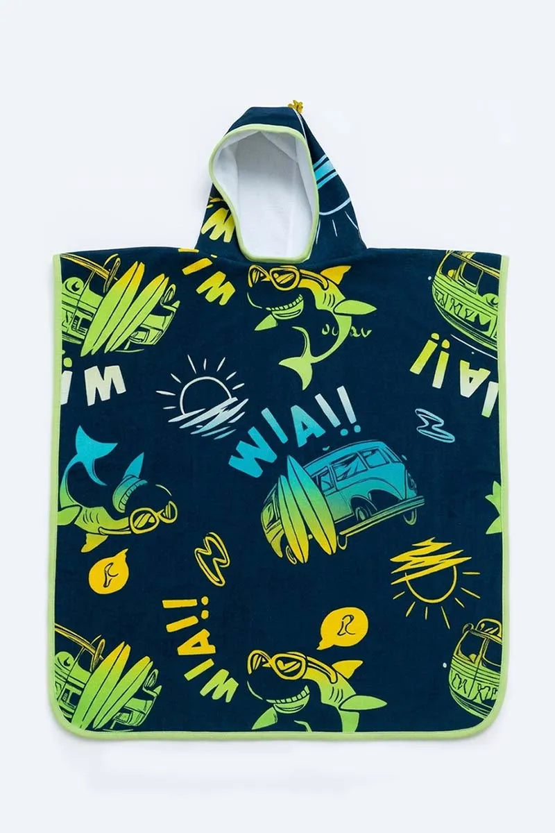 WIAii Printed Premium Cotton Kids Poncho