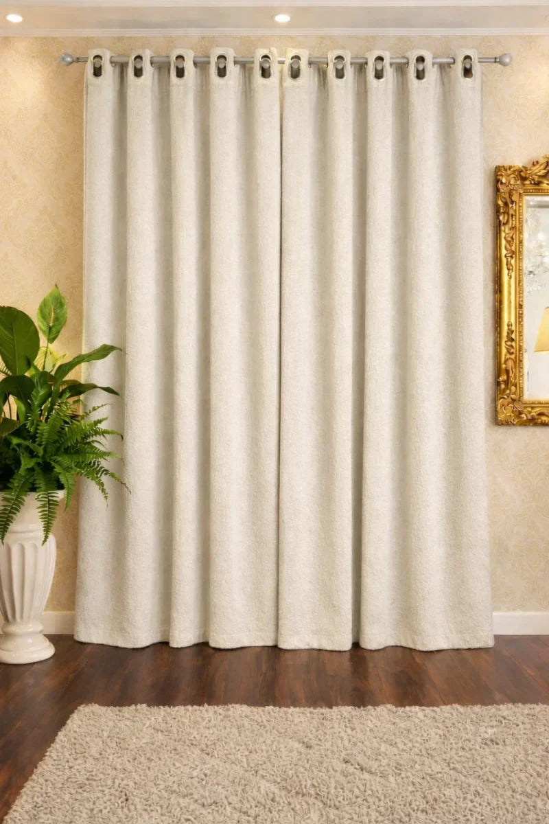 Soft Terry Fabric Curtain Set – Plush & Cozy Home Décor