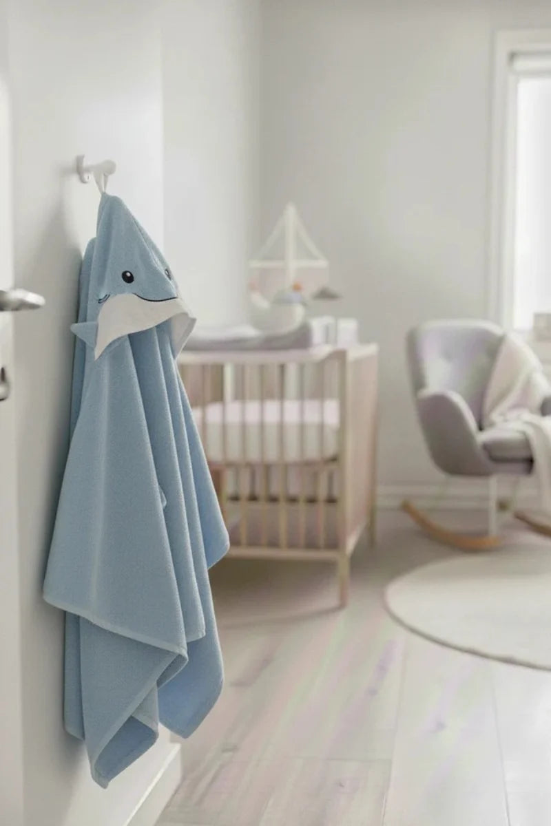 Kids Hooded Towel Blue Fish Hooded Towel
