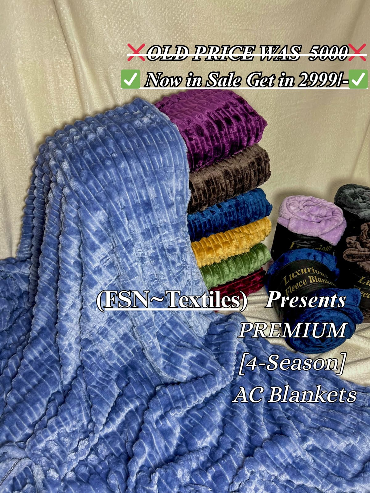 Luxurious Grey Embossed Blanket | Coral AC Fleece | 4 Season