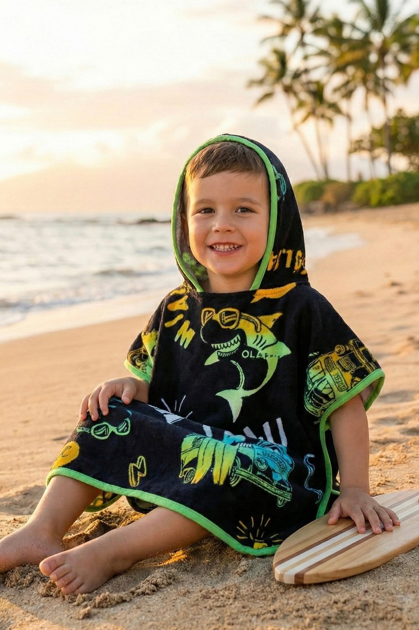 WIAii Printed Premium Cotton Kids Poncho