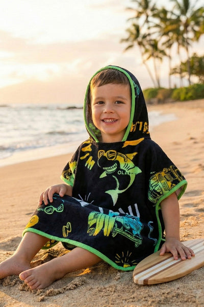 WIAii Printed Premium Cotton Kids Poncho
