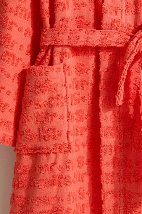 Women’s Embossed Bathrobe – Rich Orange | Soft Cotton | Luxurious Fit