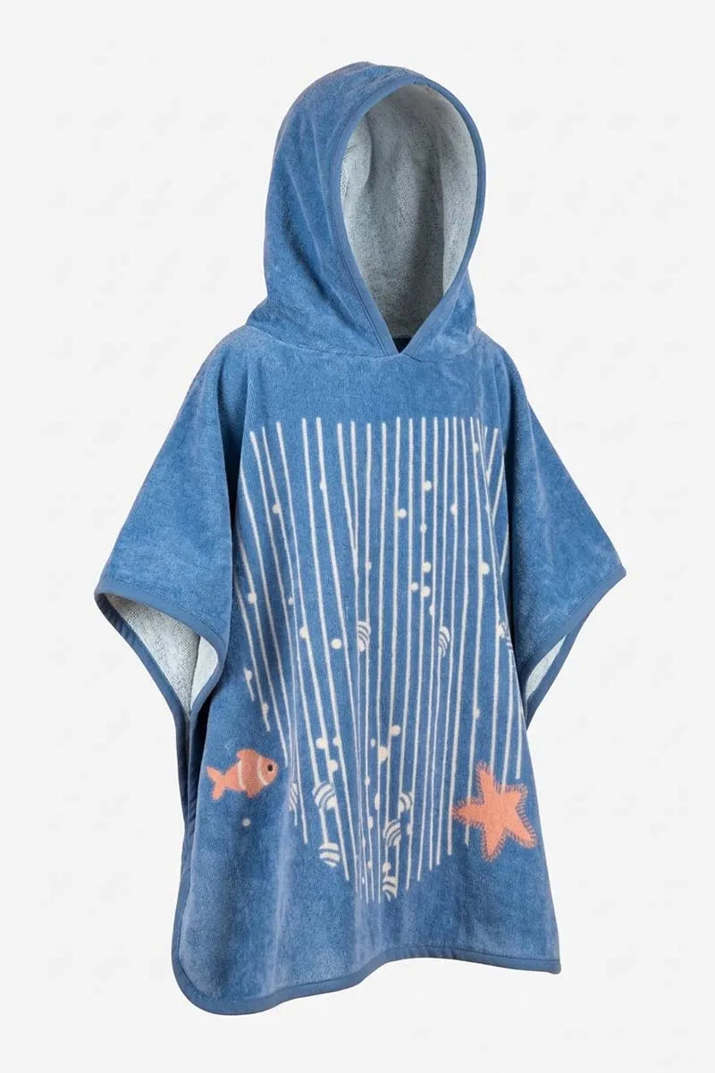 Sea Printed Premium Cotton Kids Ponchu