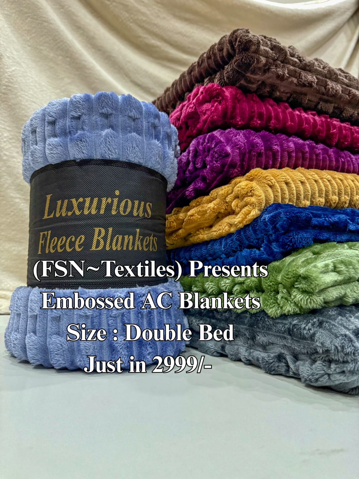 Luxurious Grey Embossed Blanket | Coral AC Fleece | 4 Season