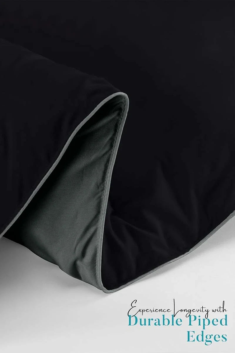 Soft Black/Gray Quilted Comforter with Corner Tabs