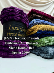 Luxurious Purple Embossed Blanket | Coral AC Fleece