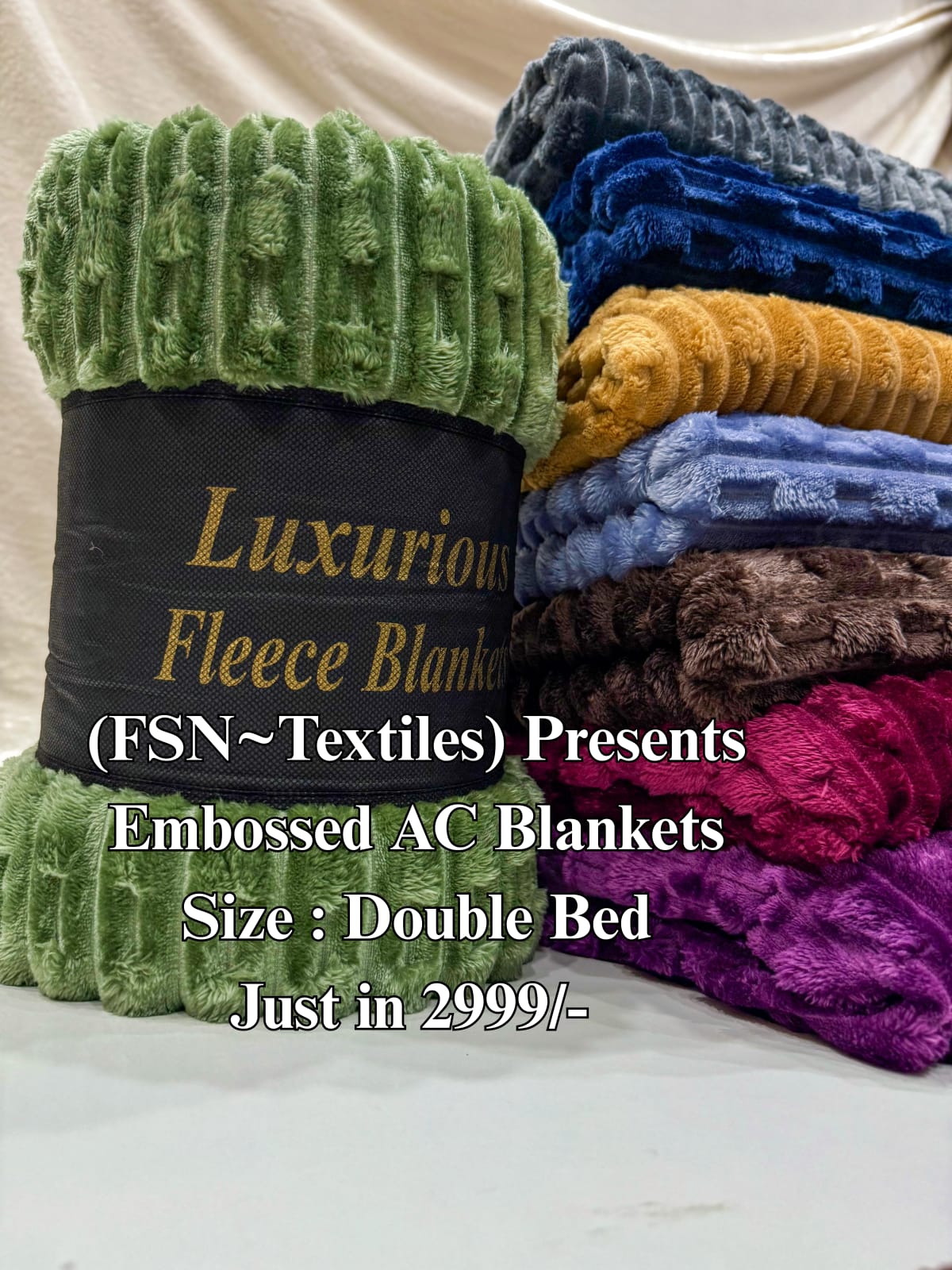 Luxurious Grey Embossed Blanket | Coral AC Fleece | 4 Season