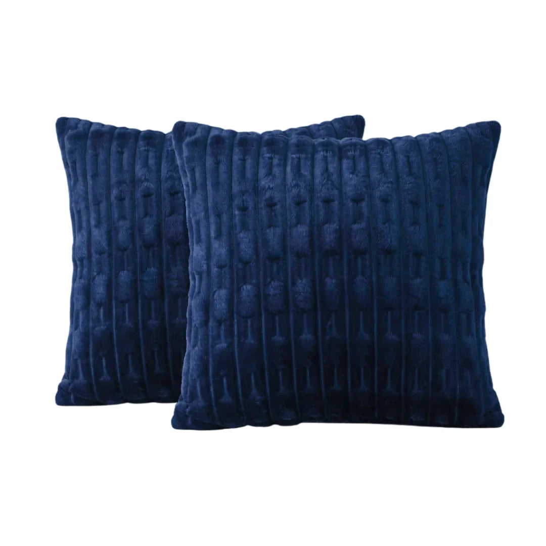 Embossed Fleece Cushion – Rich Texture & Hidden Zip (Pack of 2)