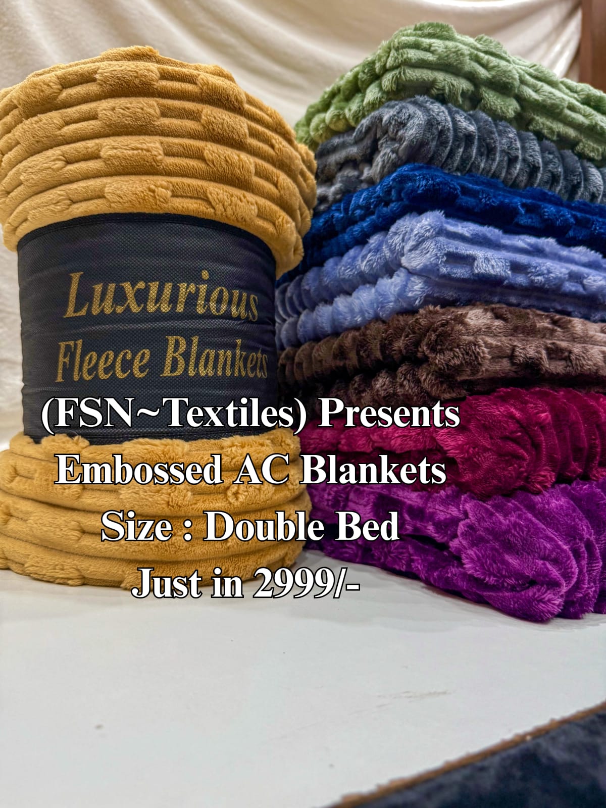 Luxurious Grey Embossed Blanket | Coral AC Fleece | 4 Season