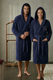 Branded Premium velvet cotton Bathrobe  | Light navy blue | unisex bathrobe