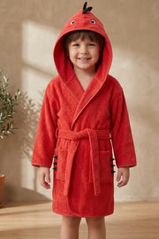 Red dino Kids Bathrobe – Soft & Cozy | For Kids Aged 4-8 Years
