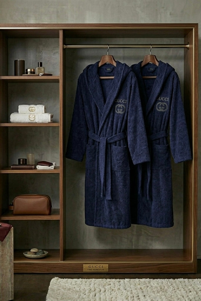 Branded Premium velvet cotton Bathrobe  | Light navy blue | unisex bathrobe