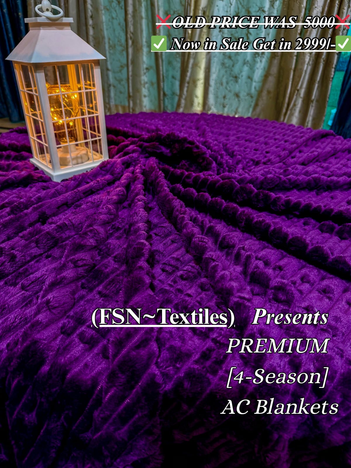 Luxurious Purple Embossed Blanket | Coral AC Fleece