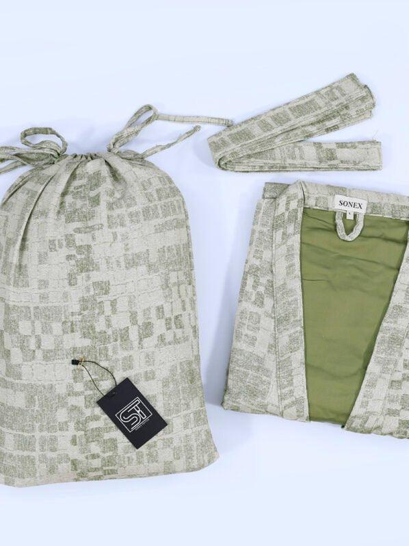 Green Pleated Cotton Bathrobe Set | Unisex | Soft & Stylish