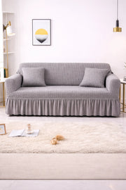 Bubble Frill Stretchable Sofa Cover (Gray Color)