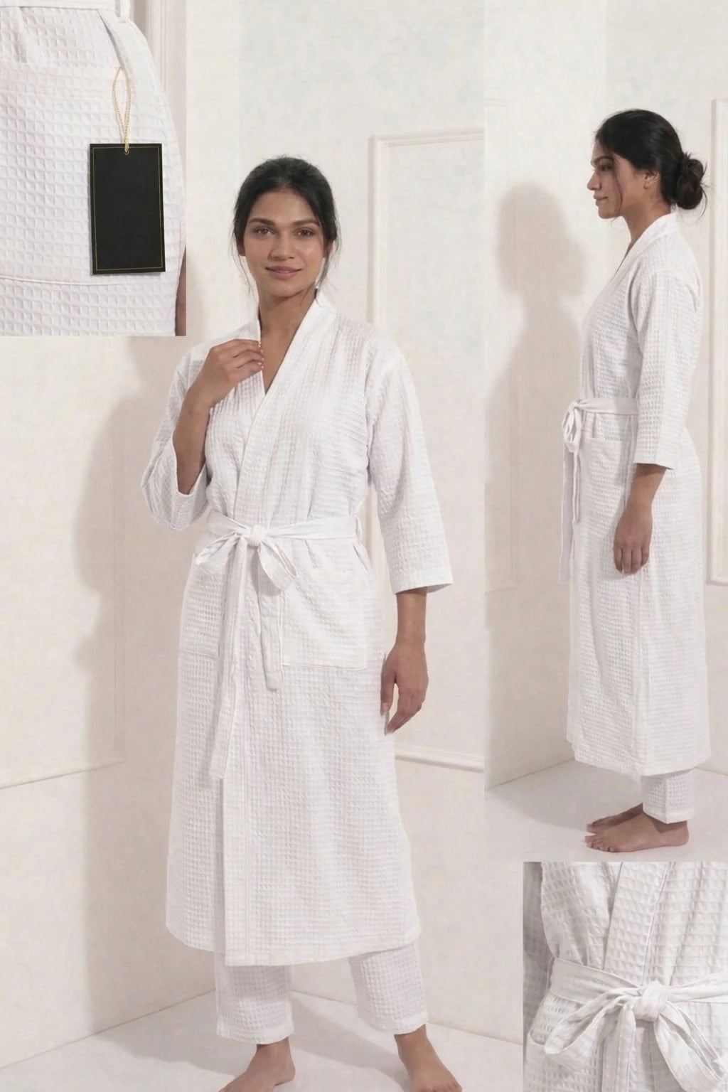 Luxury Waffle Adult Bathrobe | Unisex | Soft & Stylish | Kimono-Style Robe