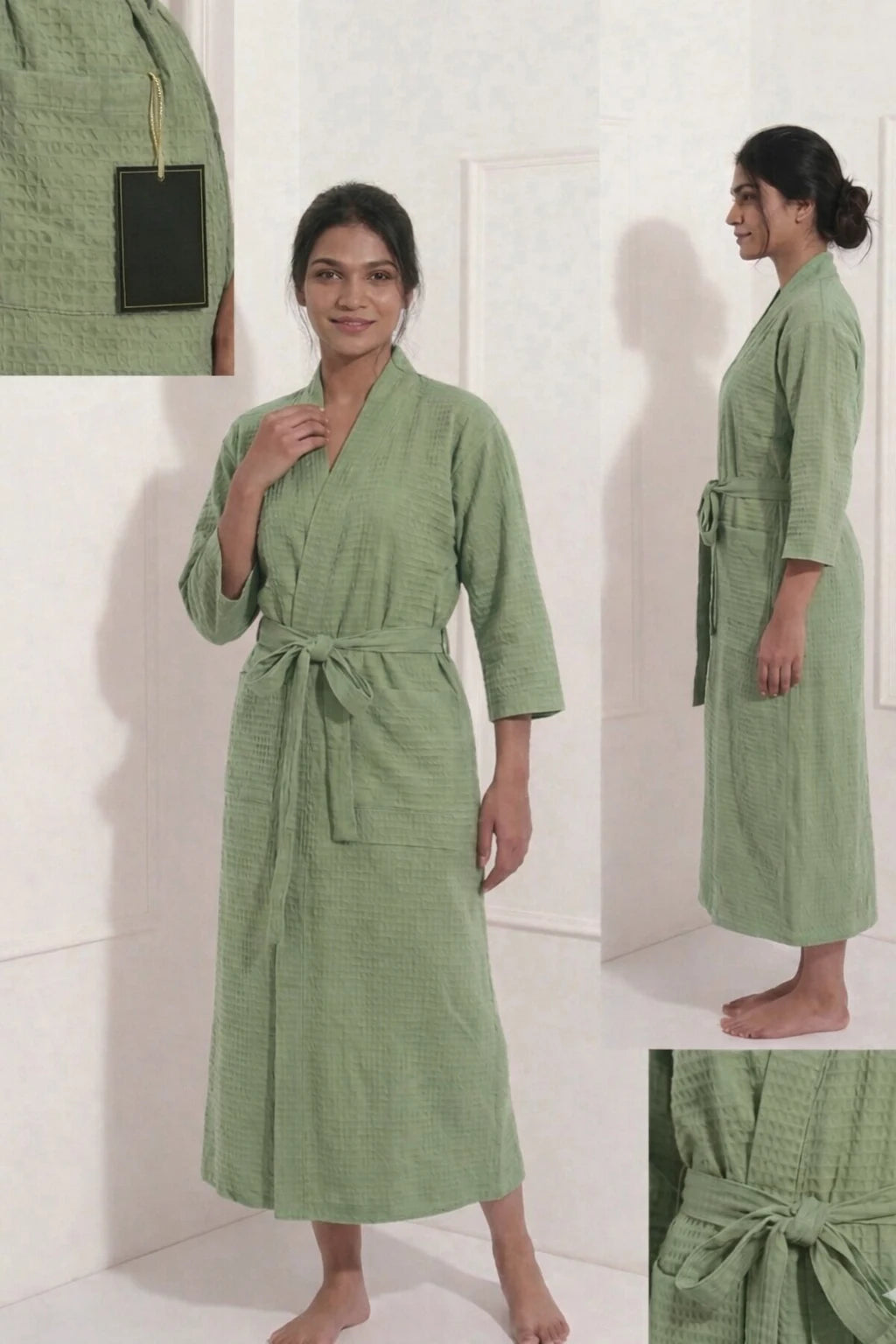 Luxury Waffle Adult Bathrobe | Unisex | Soft & Stylish | Kimono-Style Robe