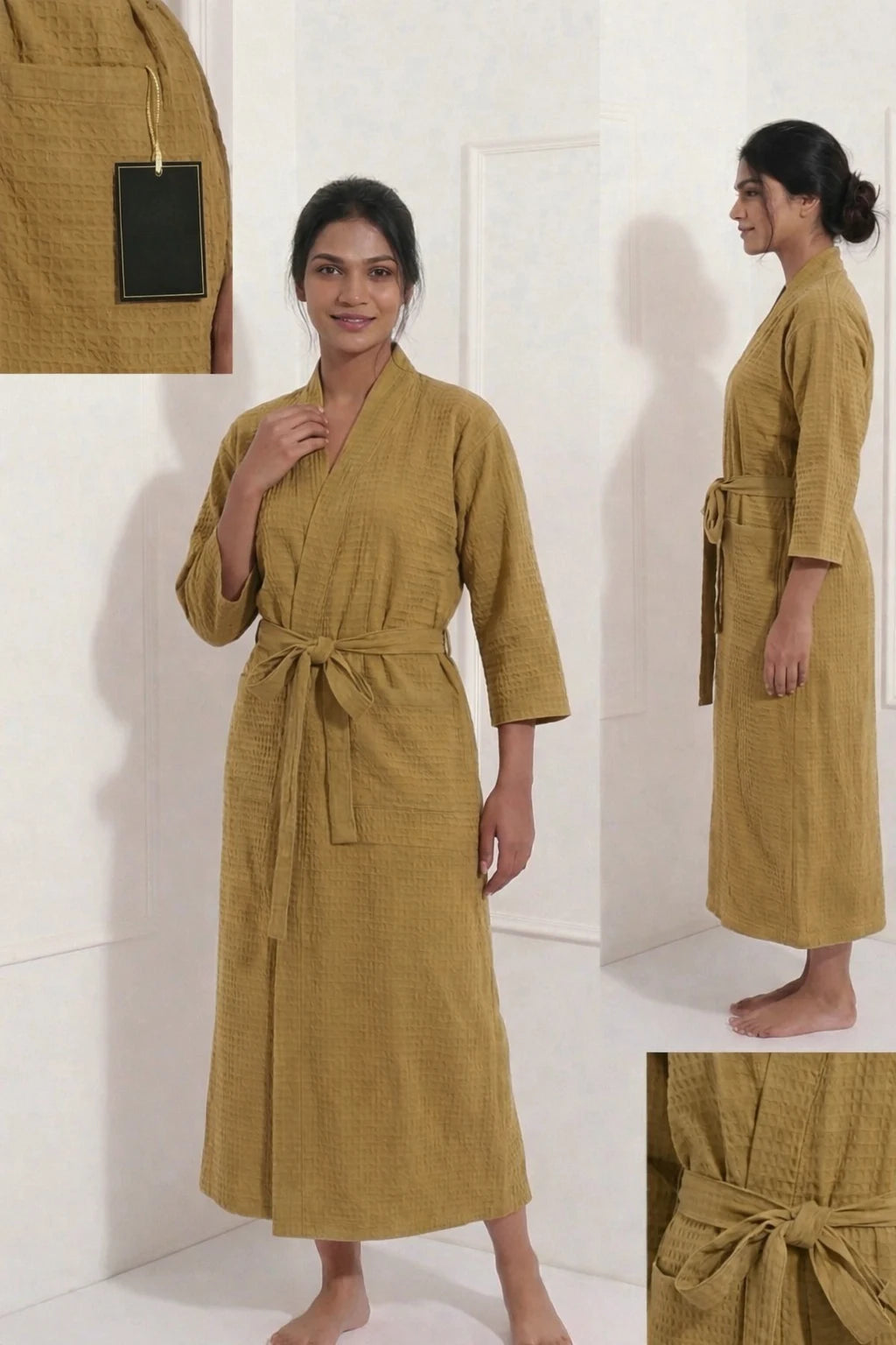 Luxury Waffle Adult Bathrobe | Unisex | Soft & Stylish | Kimono-Style Robe
