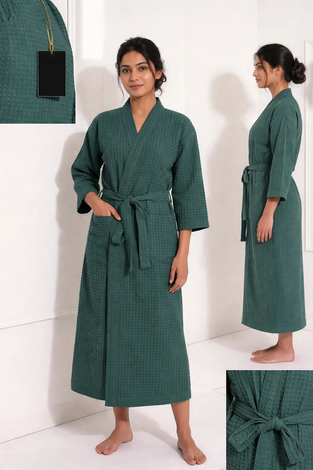 Luxury Waffle Adult Bathrobe | Unisex | Soft & Stylish | Kimono-Style Robe