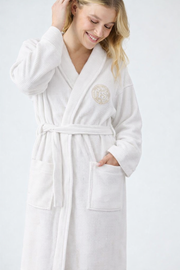 Luxury White Versace Waffle Bathrobe – Designer Unisex Robe