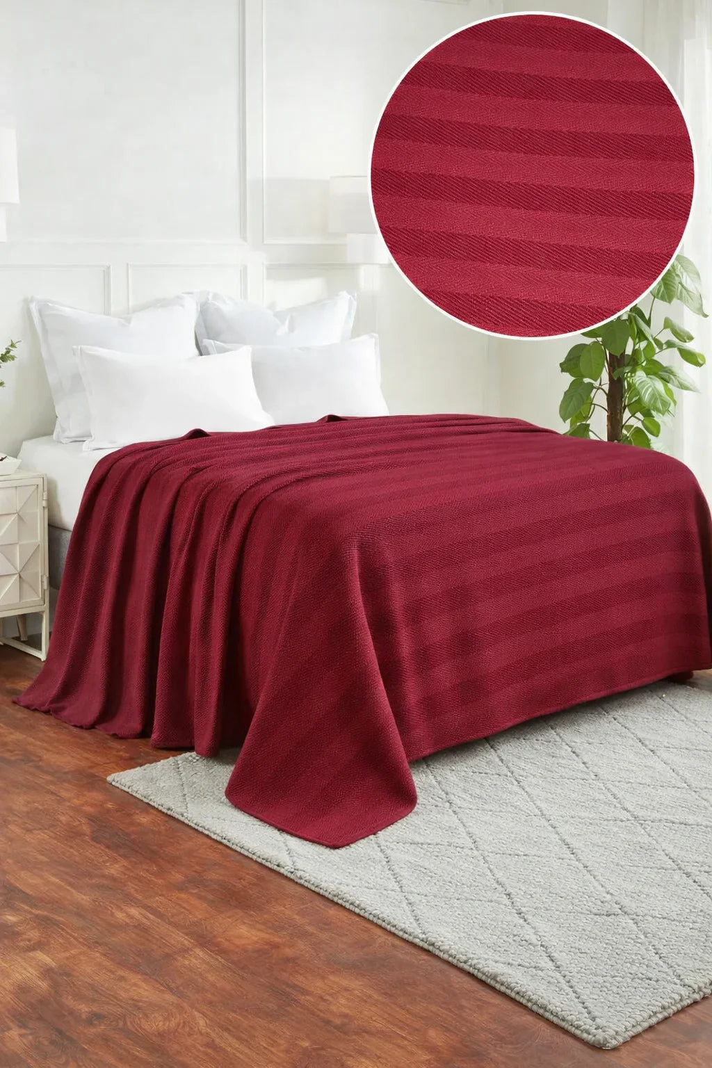 Textured Chevron Woven Cotton Blanket – Cozy All-Season Throw in Rich Brown
