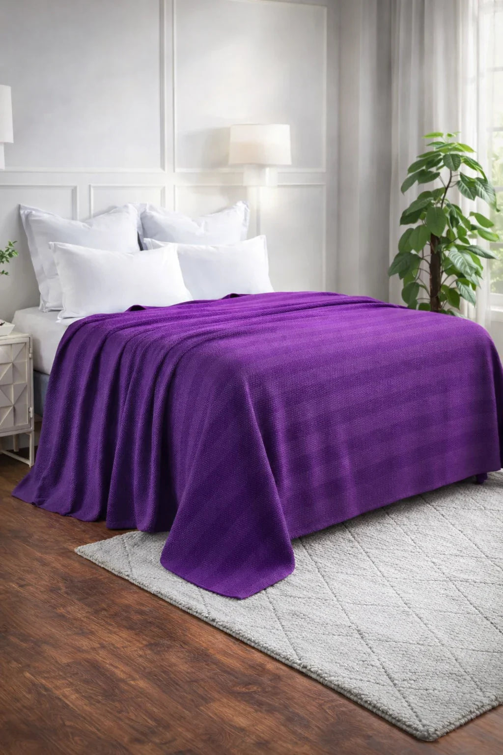 Textured Chevron Woven Cotton Blanket – Cozy All-Season Throw in Rich Brown