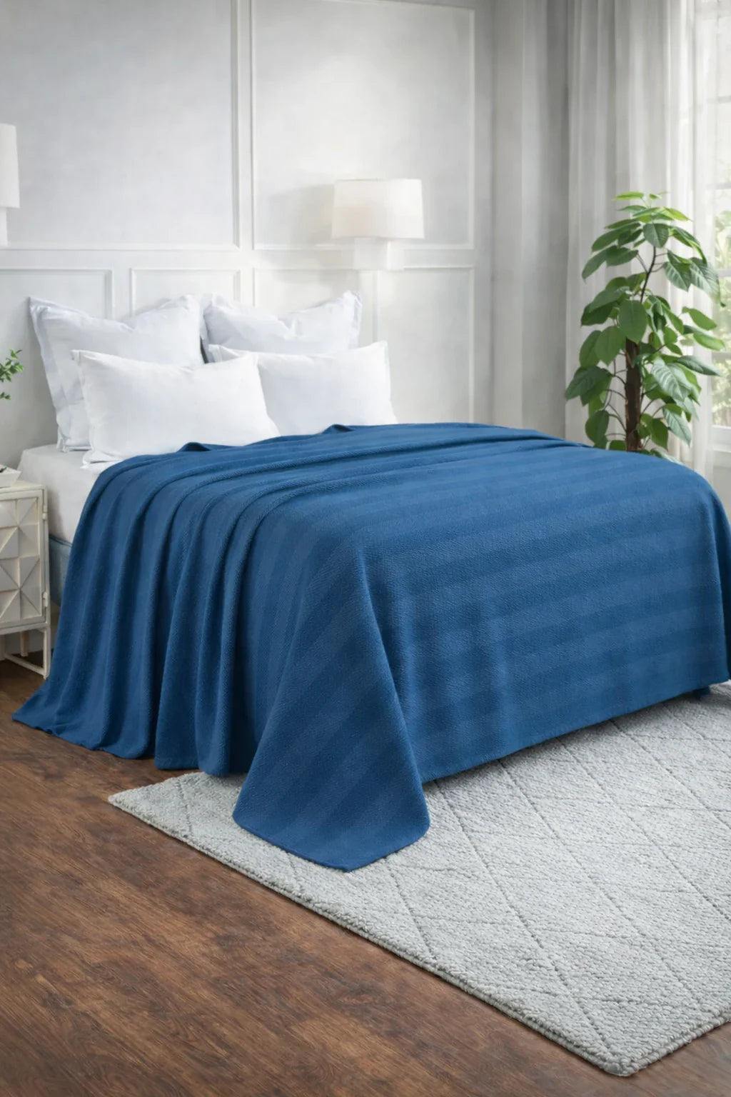 Textured Chevron Woven Cotton Blanket – Cozy All-Season Throw in Rich Brown