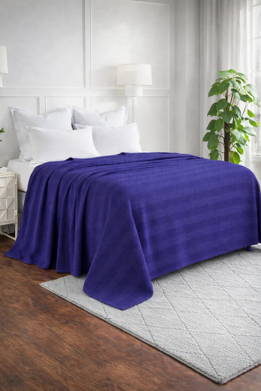 Textured Chevron Woven Cotton Blanket – Cozy All-Season Throw in Rich Brown
