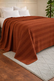 Textured Chevron Woven Cotton Blanket – Cozy All-Season Throw in Rich Brown