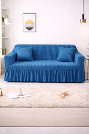 Bubble Frill Stretchable Sofa Cover (Zinc Color)