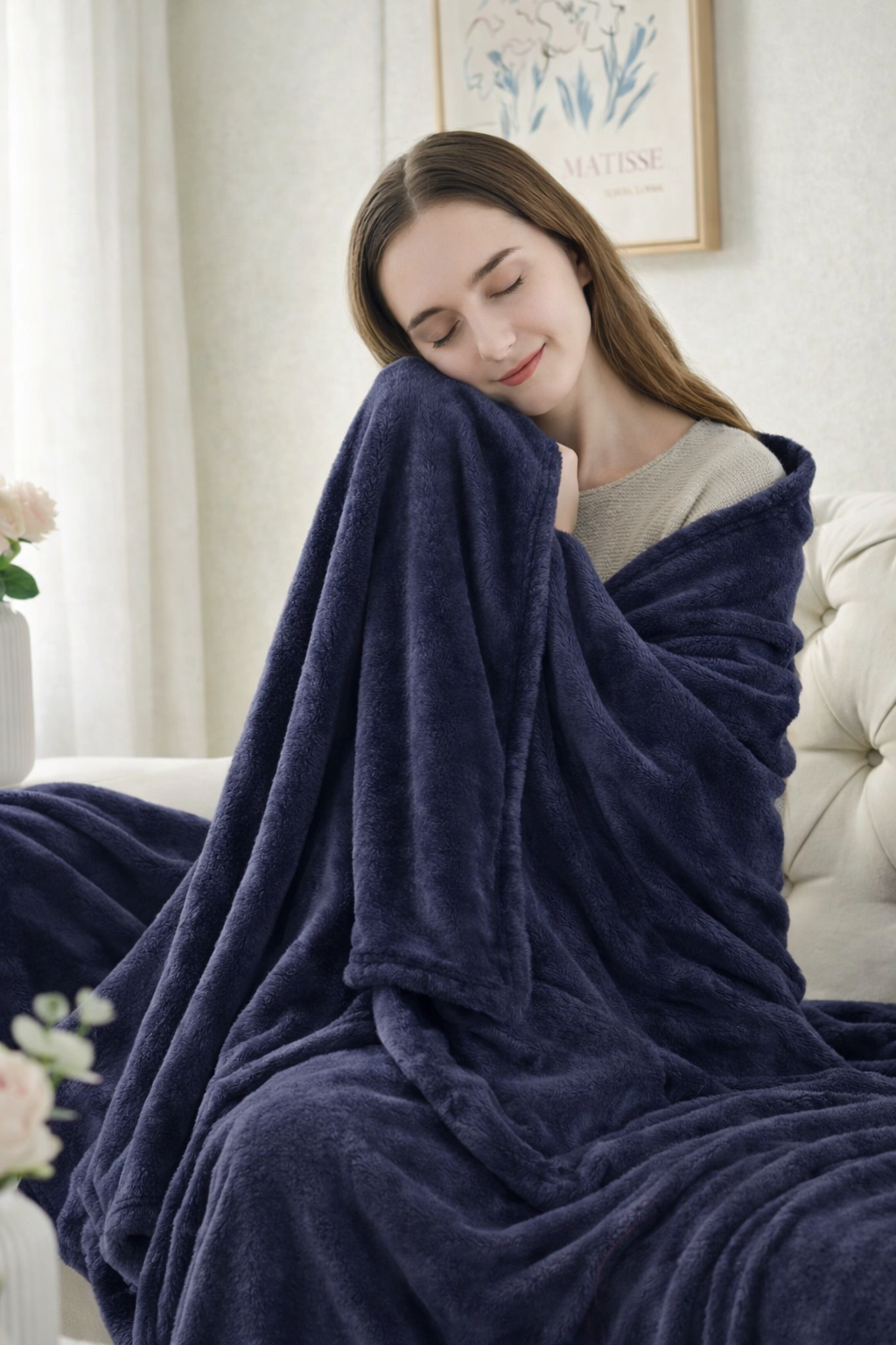 Soft and Cozy Navy Blue Fleece Throw Blanket for Ultimate Comfort