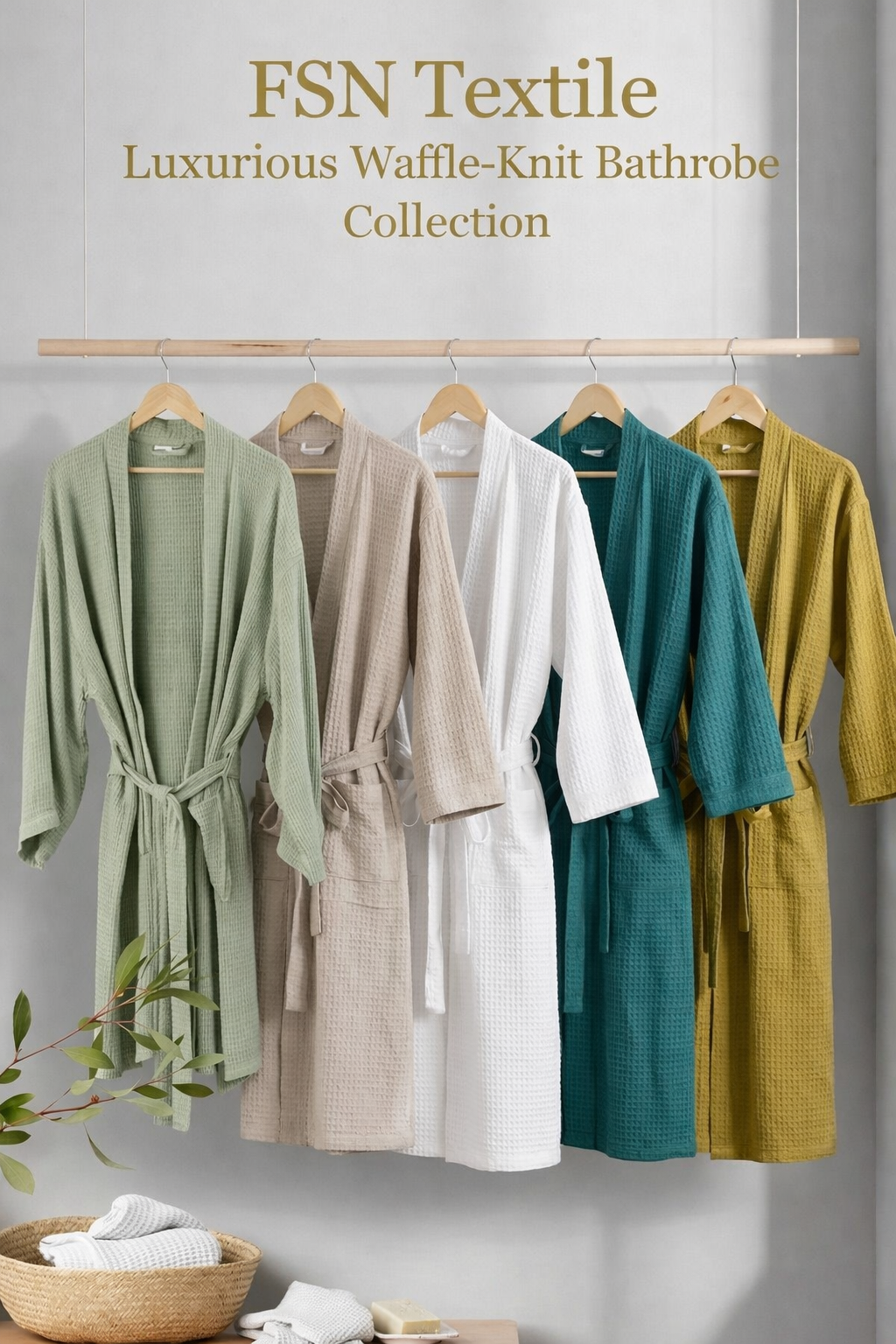 Luxury Waffle Adult Bathrobe | Unisex | Soft & Stylish | Kimono-Style Robe