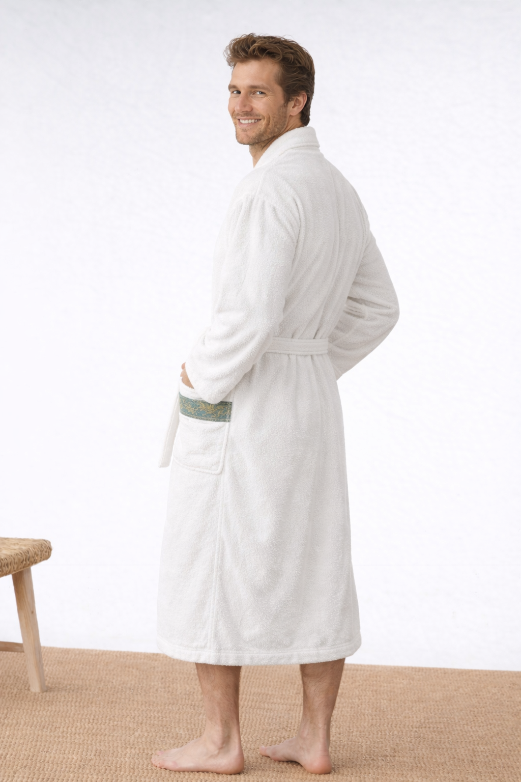 ZERO TWIST EMBROEDRY BATHROBE | 100% cotton for unisex | with Slipper and Towel