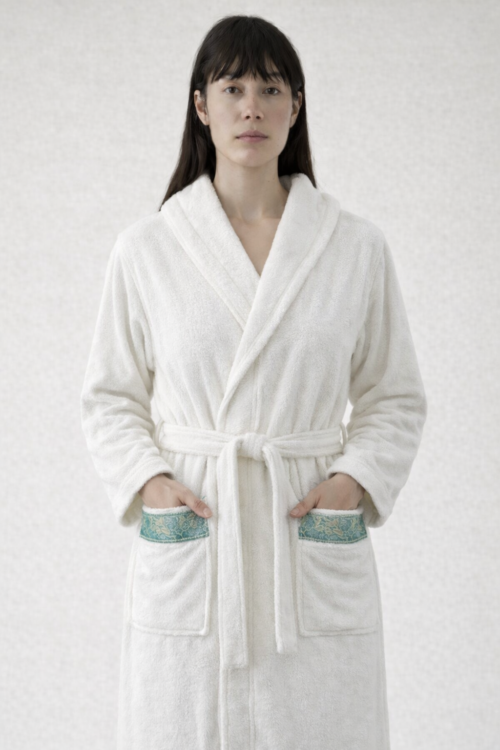 ZERO TWIST EMBROEDRY BATHROBE | 100% cotton for unisex | with Slipper and Towel