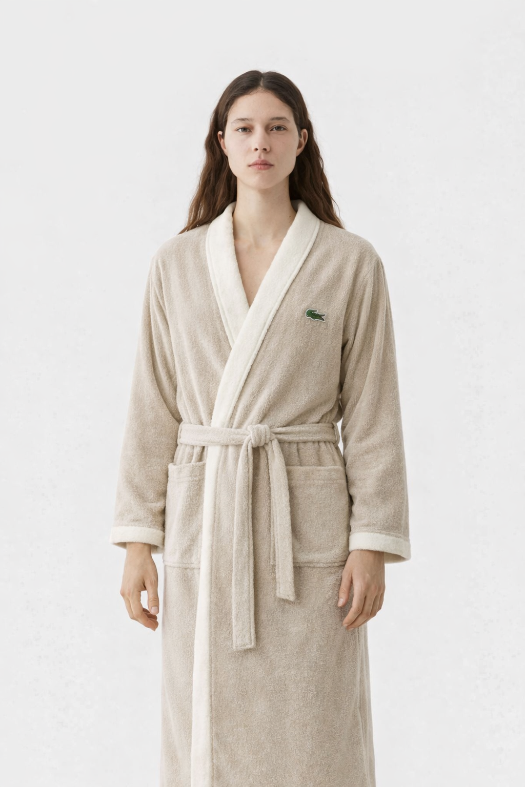 Luxury Lacoste Cotton Bathrobe | Soft & Absorbent | Light Teal