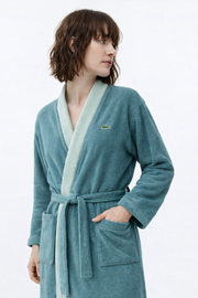 Lacoste Premium Cotton Bathrobe | 100% Cotton | Light Teal