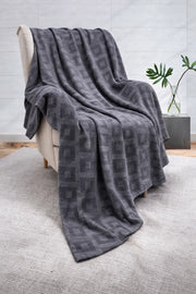 Elegant Dark Gray Geometric Thermal Blanket 72x90 Inches | 300 GSM