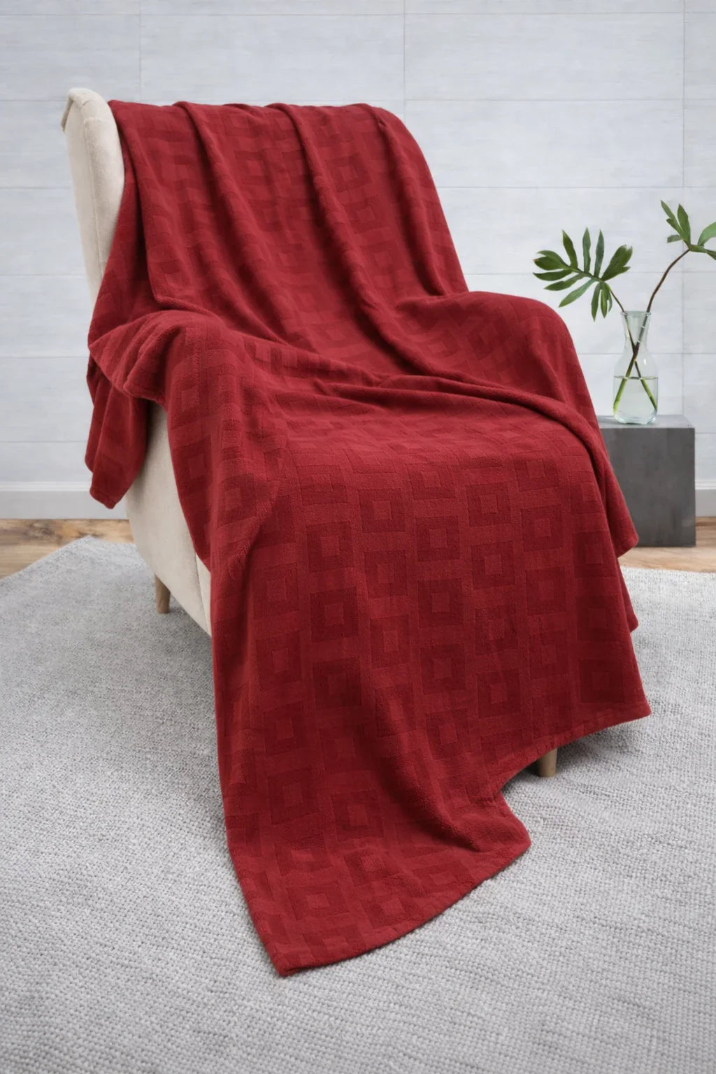 Red Textured Thermal Blanket 72x90 Inches | 300 GSM