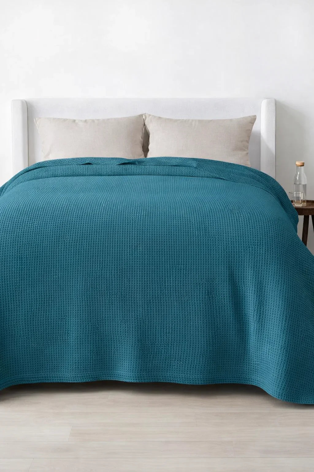 Teal Waffle Blanket Close Weave | Soft, Breathable, Organic Comfort