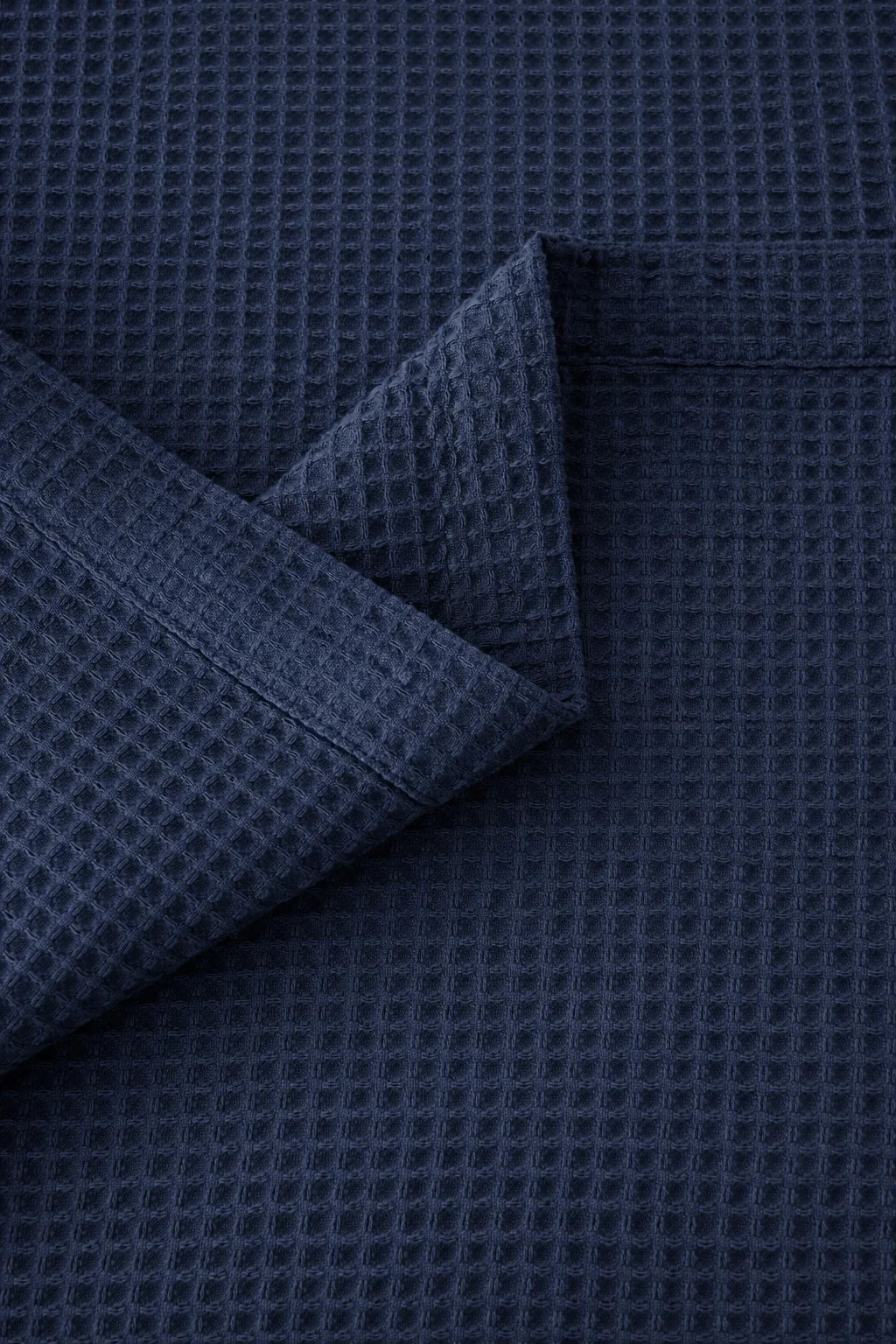 Navy Blue Waffle Blanket Close Weave | Soft, Breathable, Organic Comfort