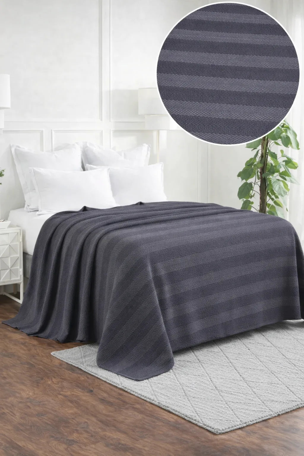 Textured Chevron Woven Cotton Blanket – Cozy All-Season Throw in Rich Brown