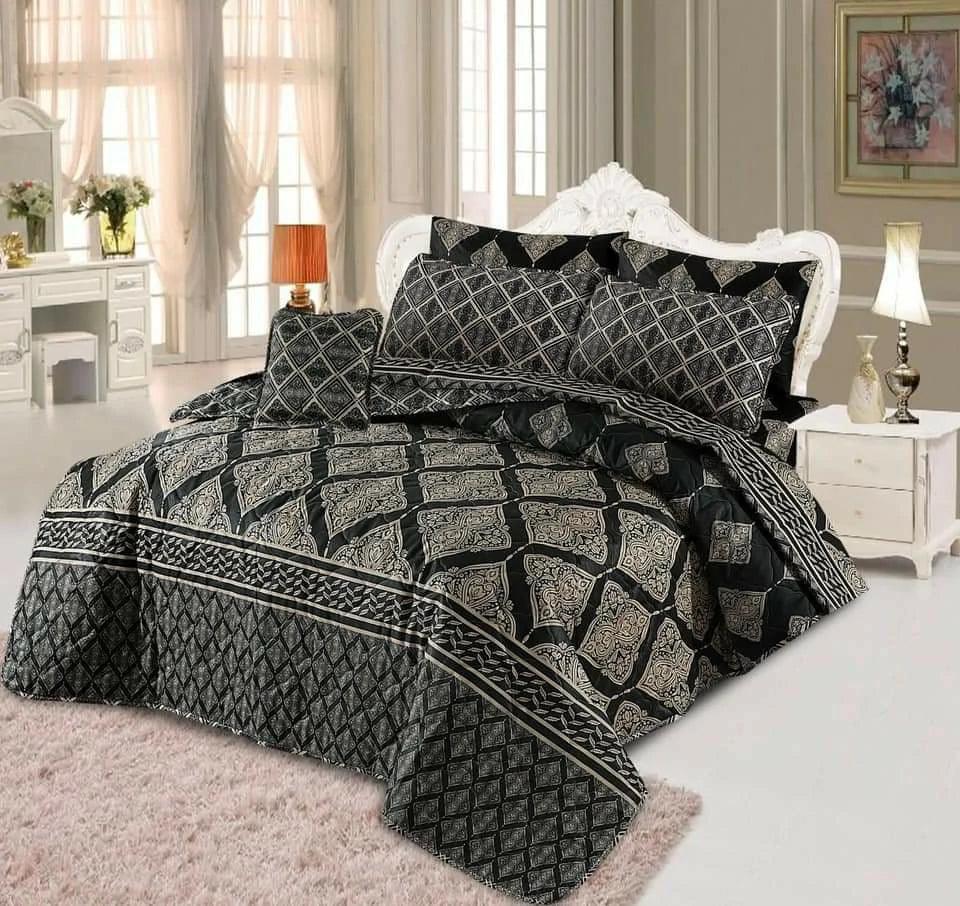 Latest Attractive Design 7PC Printed SaloniKa Cotton Comforter Set for Double Bed - Summer, Best Quality, Multi Colors