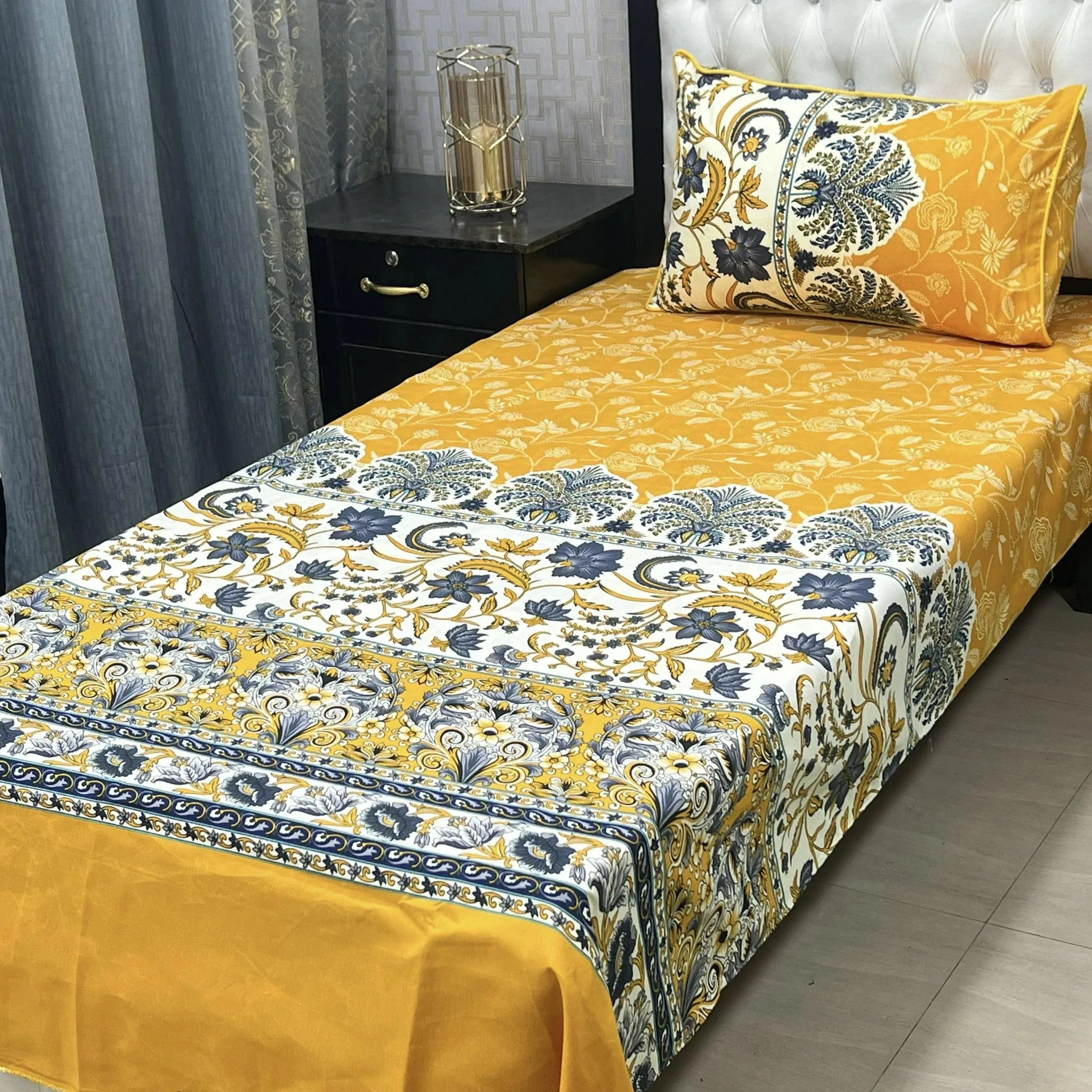 Luxurious Bedding Collection Vol 24 | Pure Soft 3D Crystal Cotton | 2 Single Size Bedsheets (90x60 Inches)