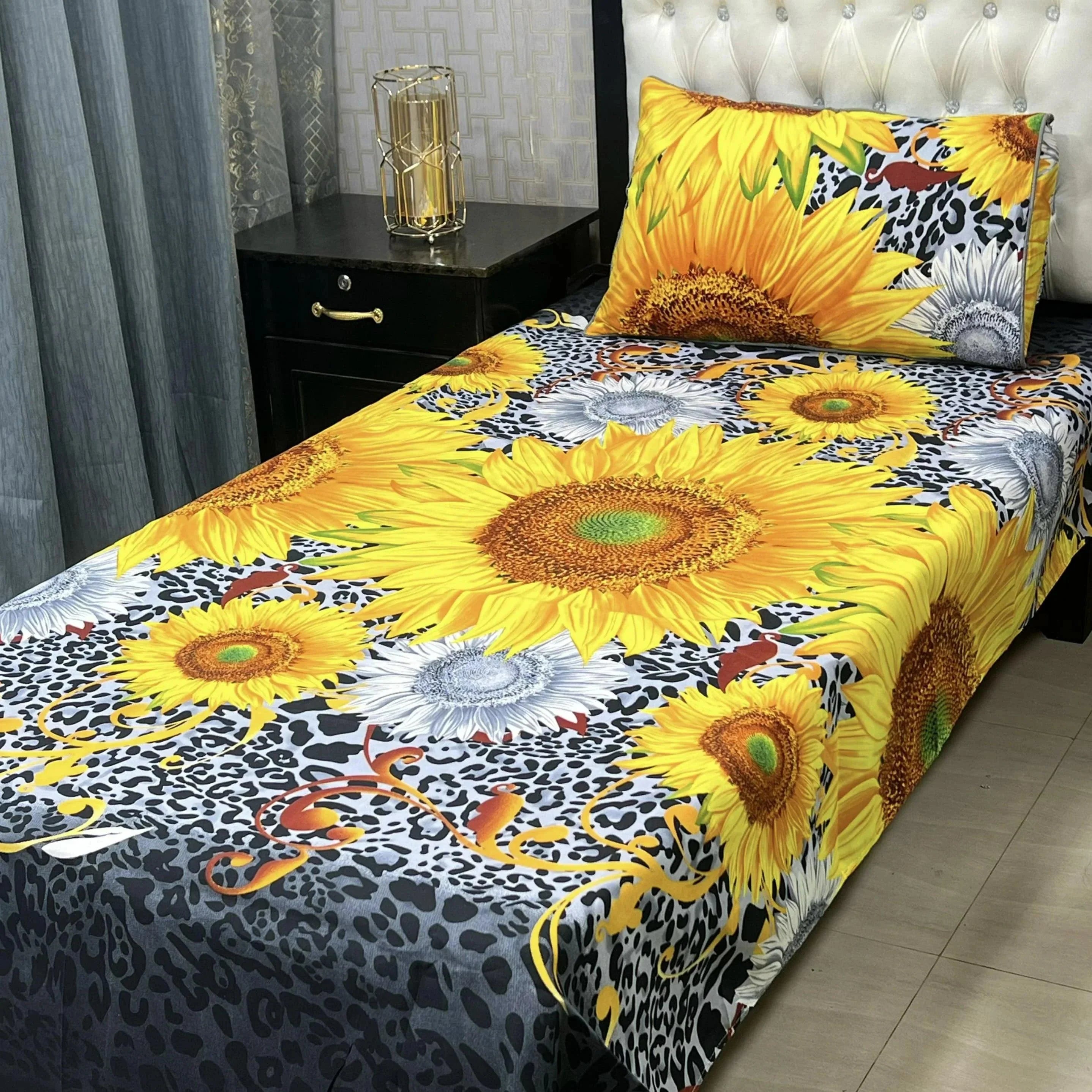 Luxurious Bedding Collection Vol 24 | Pure Soft 3D Crystal Cotton | 2 Single Size Bedsheets (90x60 Inches)